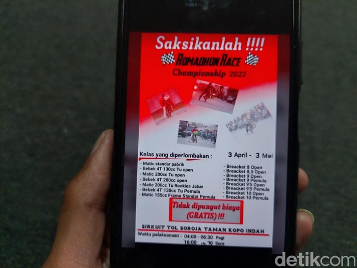 Repro selebaran ajakan balap liar