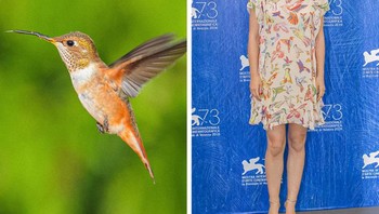 Tampak casual dress Natalie Portman terinspirasi dari burung kenari. Foto: Brightside