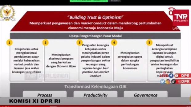 Paparan Calon Dewan Komisioner OJK Inarno Djajadi (Tangkapan layar)