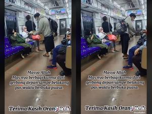 Masya Allah! Pria Ini Bagikan Kurma untuk Penumpang KRL Buka Puasa