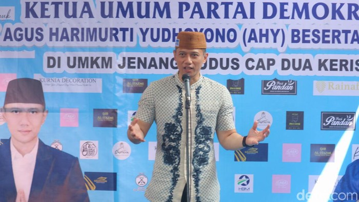 Agus Harimurti Yudhoyono (AHY) di Kudus, Jumat (8/4/2022).
