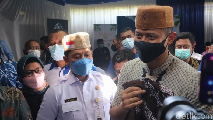 Agus Harimurti Yudhoyono (AHY) di Kudus, Jumat (8/4/2022).