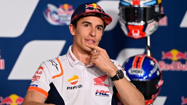 Marc Marquez dalam konferensi pers Jelang MotoGP Amerika 2022.