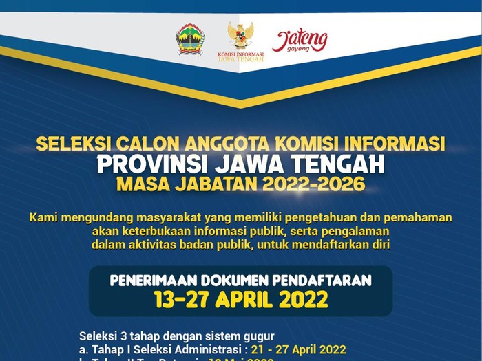Pengumuman seleksi calon anggota Komisi Informasi Jateng