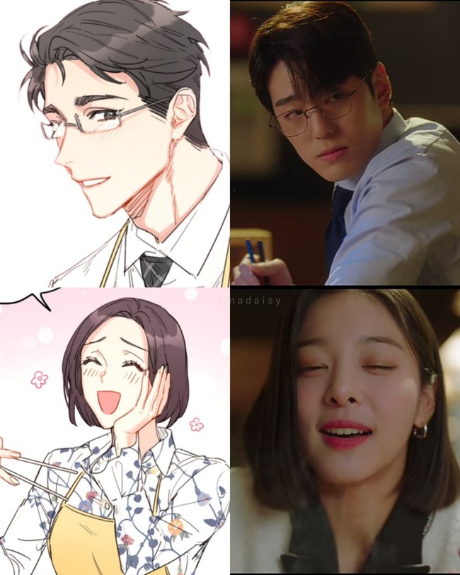 Pasangan second lead A Business Proposal pun tak kalah gemas. Sekretaris Cha Sung Hoon sempat kesal dengan Jin Young Seo lantaran mengelabui Kang Tae Mu dengan identitasnya. Ini adegan keduanya berpapasan di restoran. Foto: Instagram