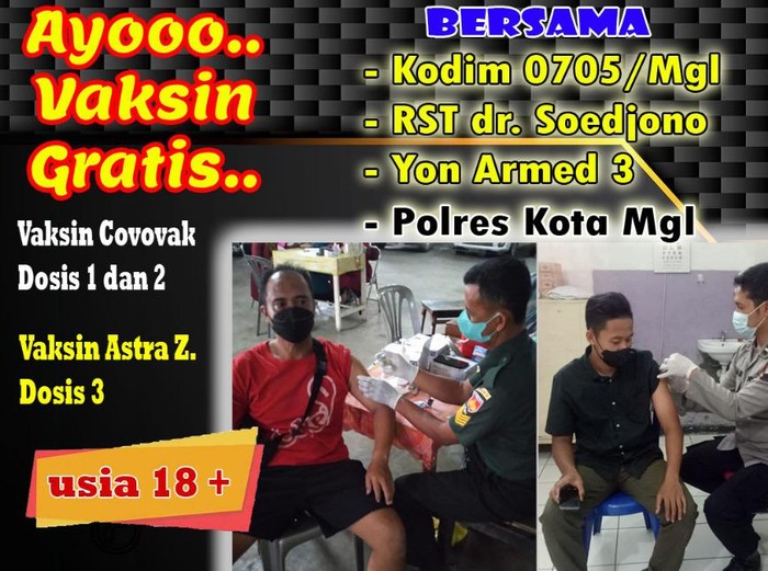 Pengumuman vaksin di Magelang, Sabtu (9/4/2022).