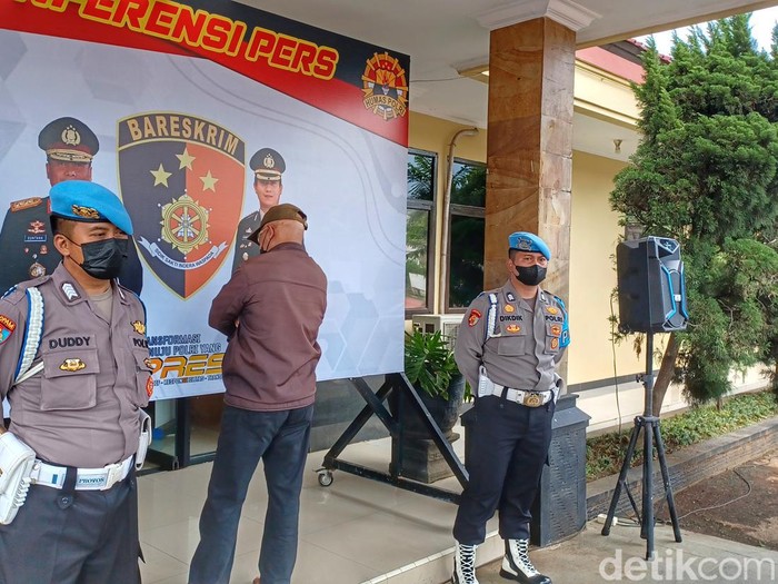 Press rilis kasus premanisme di Mapolresta Bandung, Soreang, Kabupaten Bandung.