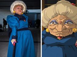Kreatif! Nenek 50 Tahun Cosplay Karakter Film Wanita Tua