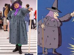 Kreatif! Nenek 50 Tahun Cosplay Karakter Film Wanita Tua