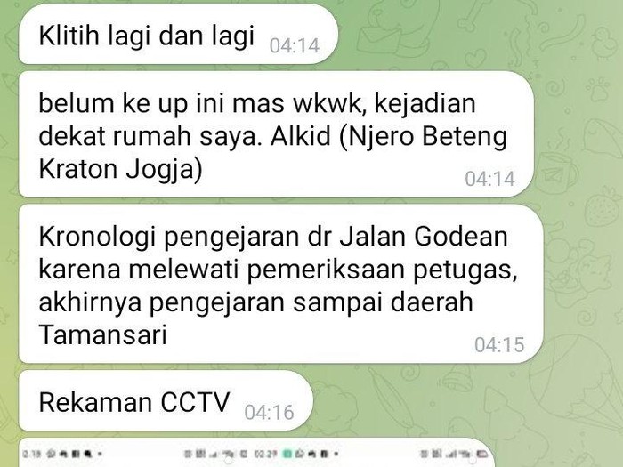Viral video pengejaran pelaku klithih di njero benteng Keraton Jogja, Minggu (10/4/2022).