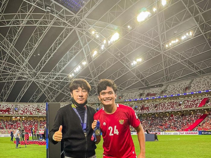 Gelandang Bali United Ahmad Agung berseragam Timnas Indonesia asuhan Shin Tae-yong di ajang Piala AFF 2020 di Singapura akhir 2021 lalu.