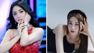 Dewi Perssik & Yunjin LE SSERAFIM, pertemuan dangdut x KPop dalam satu wajah. Foto: dok Instagram @dewiperssik86, dok Twitter @le_sserafim
