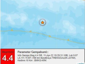 Gempa M 4,4 Guncang Trenggalek, Warga: Terasa Tapi Kecil