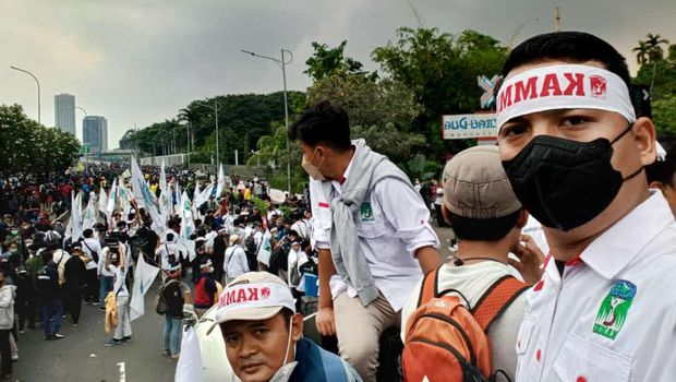 Massa KAMMI di demo kawasan DPR, 11 April 2022. (Dok KAMMI)