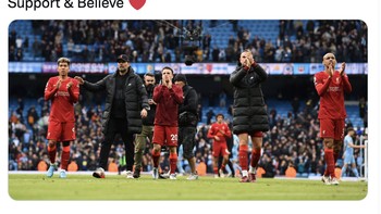 Dukung dan yakinlah, tulis akun Liverpool. Foto: Twitter