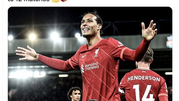 Liverpool tak terkalahkan dalam 12 pertandingan Liga Inggris berurutan. Foto: Twitter