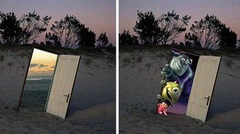 Pintu Monster Inc. Foto: Reddit/PhotoshopBattles