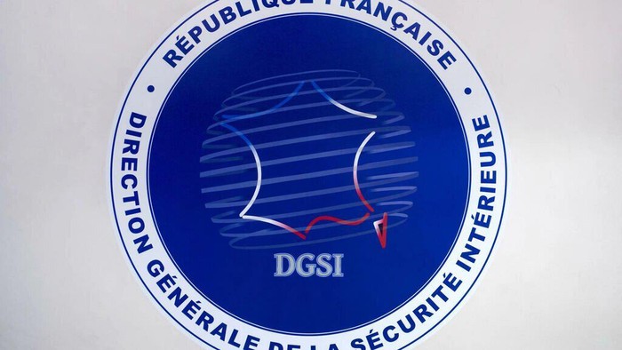 The logo of Frances General Directorate for Internal Security (Direction generale de la securite interieure, DGSI) is pictured at the DGSI headquarters in Levallois-Perret, west of Paris, on July 13, 2018. © Gerard Julien, AFP