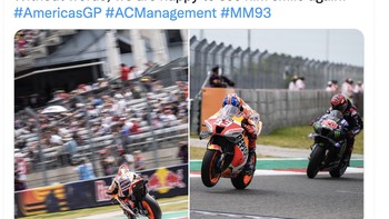 Start dari posisi buncit alias 24 tapi finish di ranking 6 dan melewati begitu banyak pebalap memang luar biasa. Marquez mengejutkan kita dengan talenta uniknya setelah insiden signifikan di Indonesia. Sekali lagi, dia bangkit dari kesulitan dan bertarung. Kami senang dia tersenyum kembali, tulis akun ini. Foto: Twitter