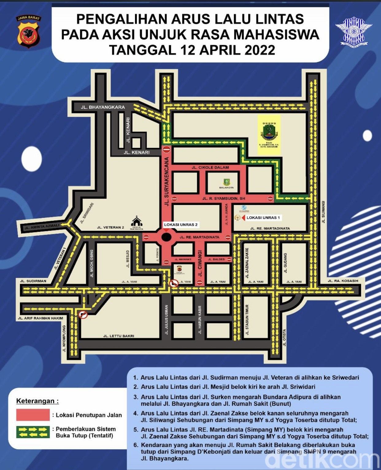 Rekayasa arus lalu lintas pada aksi unjuk rasa mahasiswa 12 April 2022