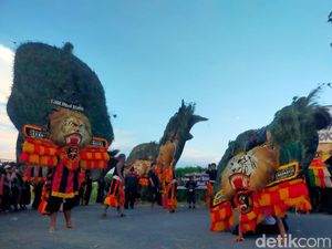 Wow! Dadak Merak 40 Kg Diangkat dengan Gigi, Reog Pakai Ilmu Hitam?