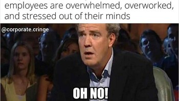 Waduh, nggak boleh begitu, tuh. Ingat, kesehatan mental juga penting! Foto: (corporate.cringe via Bored Panda)