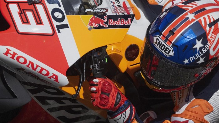 AUSTIN, TEXAS - APRIL 09: Marc Marquez of Spain and Repsol Honda Team rounds the bend during the MotoGP qualifying practice during the MotoGP Of The Americas - Qualifying on April 09, 2022 in Austin, Texas.   Mirco Lazzari gp/Getty Images/AFP (Photo by Mirco Lazzari gp / GETTY IMAGES NORTH AMERICA / Getty Images via AFP)
