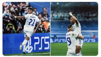 Sungguh sebuah malam yang gila. Karim Benzema menyelamatkan Madrid dengan gol yang dicetak pada menit ke-96. Foto: Twitter