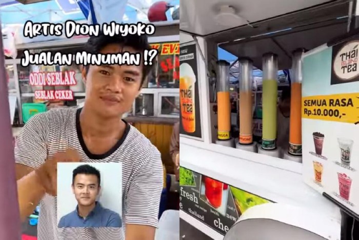 Penjual Thai Tea Mirip Aktor Dion Wiyoko. Ia berjualan di pusat kuliner belakang Grand Indonesia.