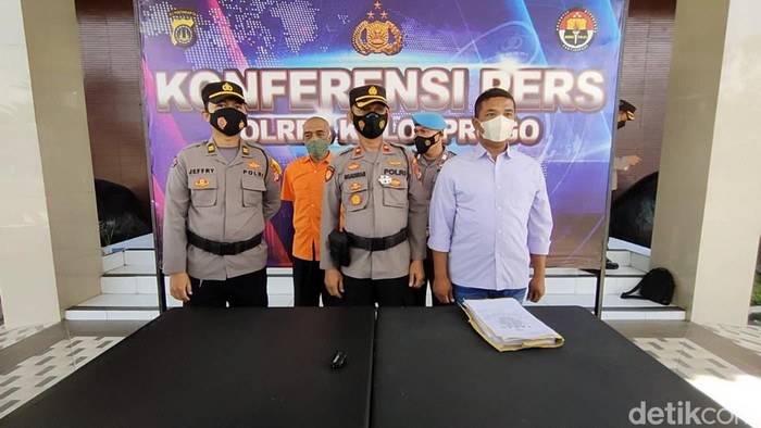 Polsek Sentolo, Kulon Progo, jumpa pers kasus penggelapan motor, Rabu (13/4/2022).