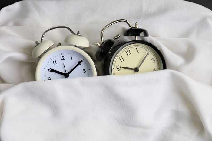 Alarm clock in bed