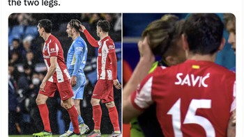 Sindiran bahwa pemain Atletico lebih banyak mengusap rambut Grealish untuk menjahilinya daripada menendang bola ke gawang. Foto: Twitter