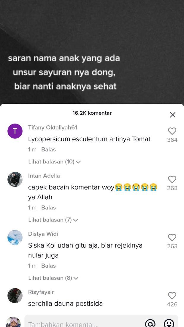 Nama Anak dengan Unsur Sayuran