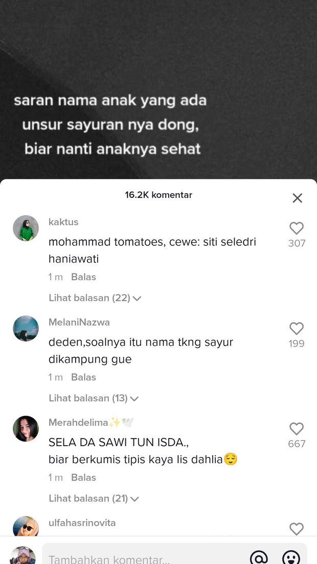 Nama Anak dengan Unsur Sayuran