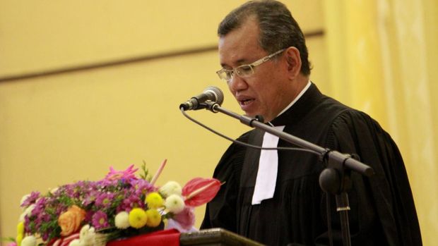 Sekretaris Eksekutif Akademi Lutheran Indonesia, Pdt (Emeritus) Bonar H Lumban Tobing dalam salah satu pelayanan acara ibadah.