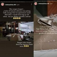 Kerusakan rumah juga berdampak pada barang-barang koleksi Chelsea. Sandal-sandal kesayangannya digerogoti jamur. (Foto: Instagram/@chelseaoliviaa)