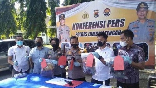 Kepolisian Resor Lombok Tengah saat jumpa pers kasus begal