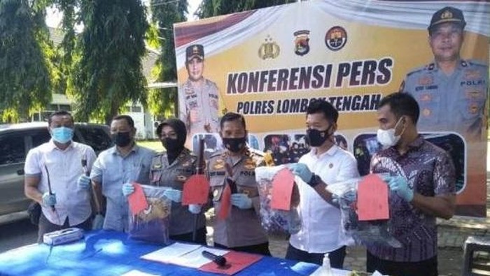 Kepolisian Resor Lombok Tengah saat jumpa pers kasus begal