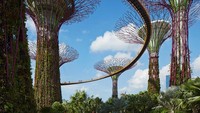 Gardens by The Bay terkenal dengan Supertree Grove atau pohon buatan manusia setinggi 50 meter.  (Getty Images)