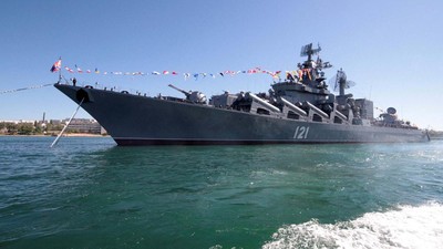 Penampakan Kapal Perang Rusia Moskva Sebelum Tenggelam