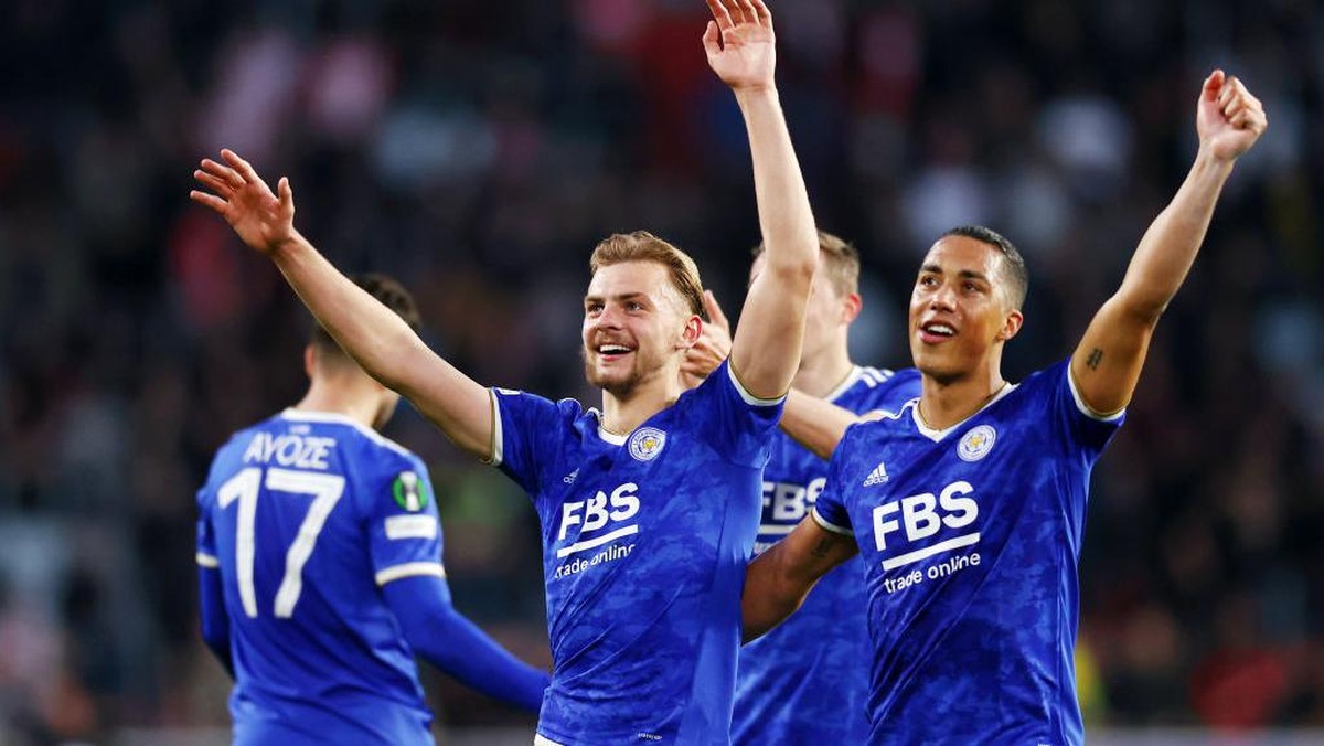 LEicester City lolos ke semifinal UEFA Conference League (Foto: Getty Images/Dean Mouhtaropoulos)
