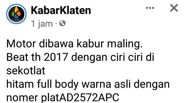 Pencurian motor di Klaten terekam CCTV