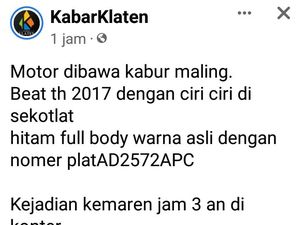 Maling di Klaten Terekam CCTV, Cuma Sikat Motor 5 Menit!