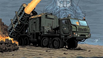 Kartun ini mengilustrasikan bagaimana Neptunus ditembakkan. Foto: Ukraine Navy