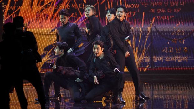 BTS perform during the 64th Annual Grammy Awards show in Las Vegas, Nevada, U.S. April 3, 2022. REUTERS/Mario Anzuoni