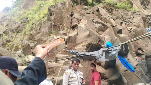 Lokasi peristiwa buruh galian C tewas tertimpa batu padas.(Dok. Polsek Sukawati)