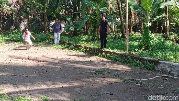 Permainan petanque.