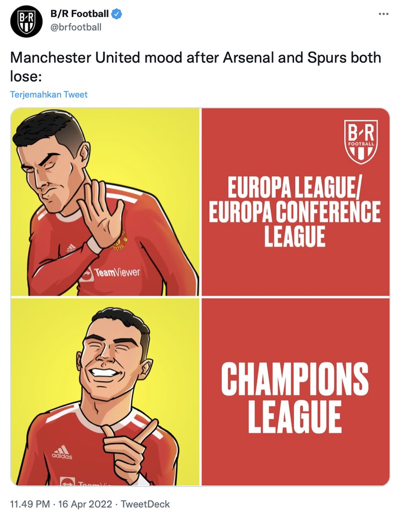 Meme Cristiano Ronaldo dan Harry Maguire saat lawan Norwich City