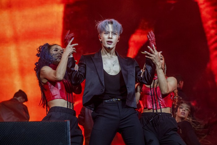 Jackson Wang of 88rising performs at the Coachella Music & Arts Festival at the Empire Polo Club on Saturday, April 16, 2022, in Indio, Calif. (Photo by Amy Harris/Invision/AP)