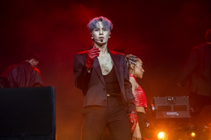 Jackson Wang of 88rising performs at the Coachella Music & Arts Festival at the Empire Polo Club on Saturday, April 16, 2022, in Indio, Calif. (Photo by Amy Harris/Invision/AP)